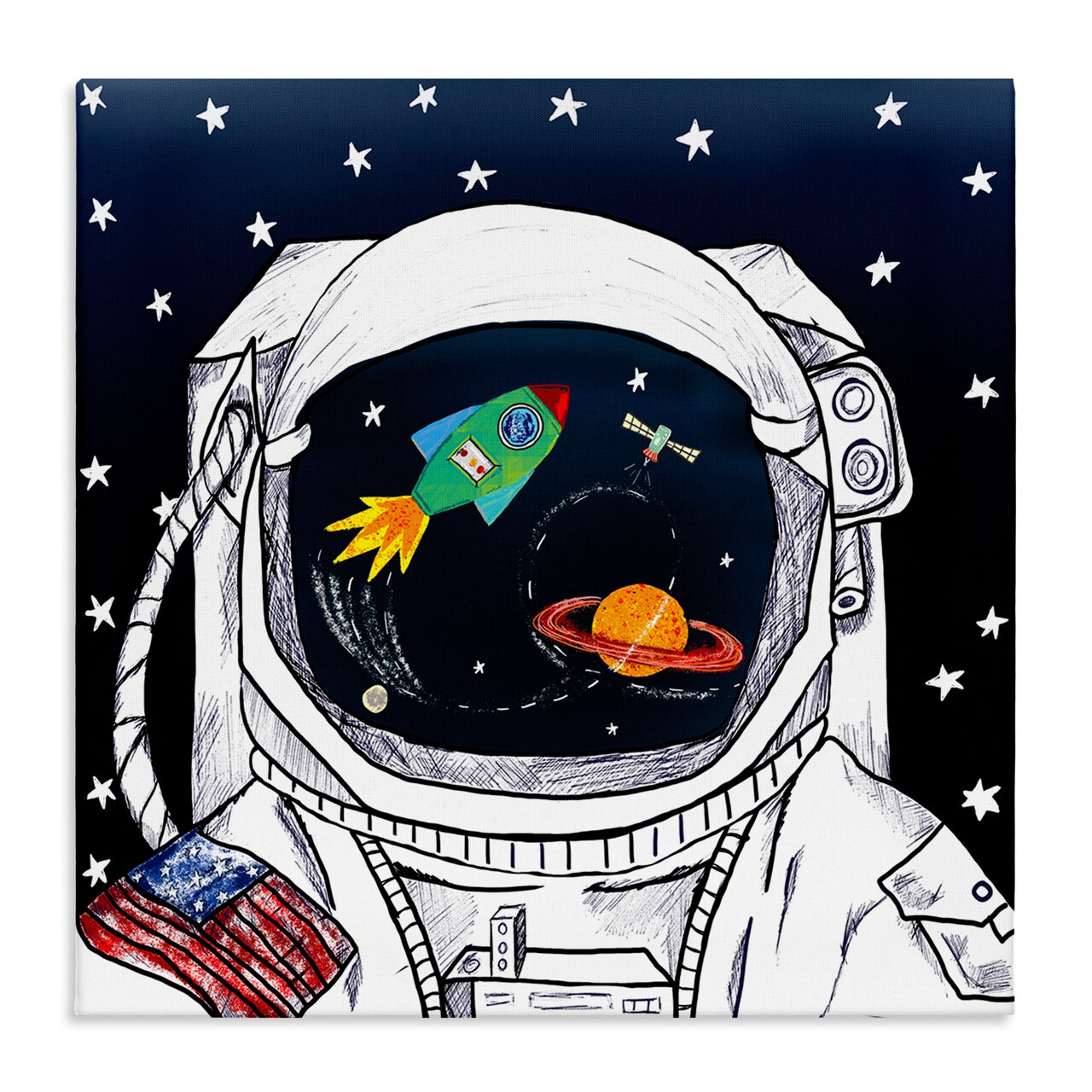 Stupell Industries Astronaut Space Suit Galaxy Canvas Wall Art